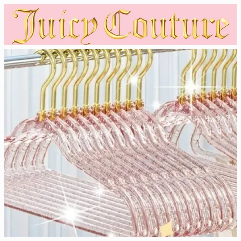 Juicy Couture Home Pink Glitter Notched Shoulder Space Saving Hangers- S…